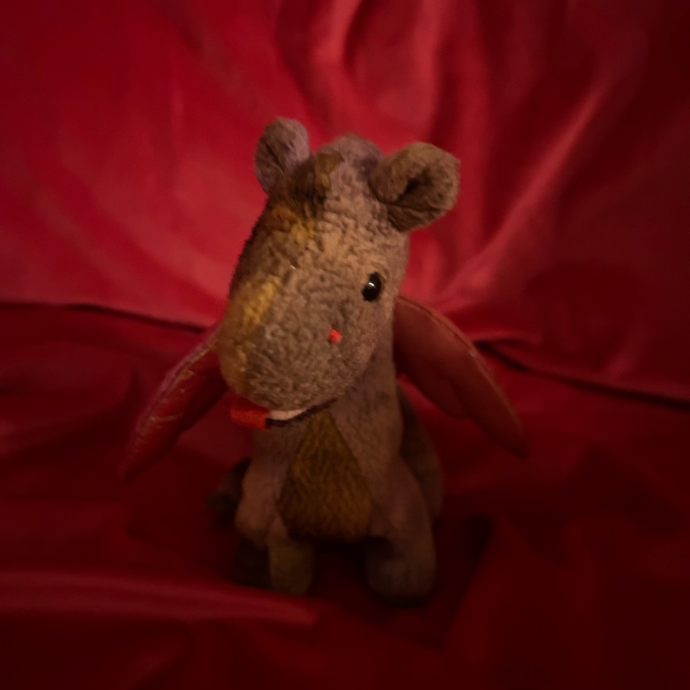 Ty Brown and Red Stuffed Dragon Toy Vintage original!!!!